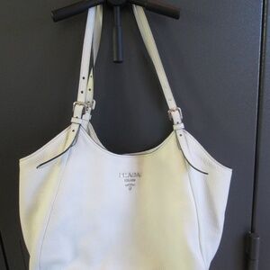 Prada White Pebbled Leather Bag